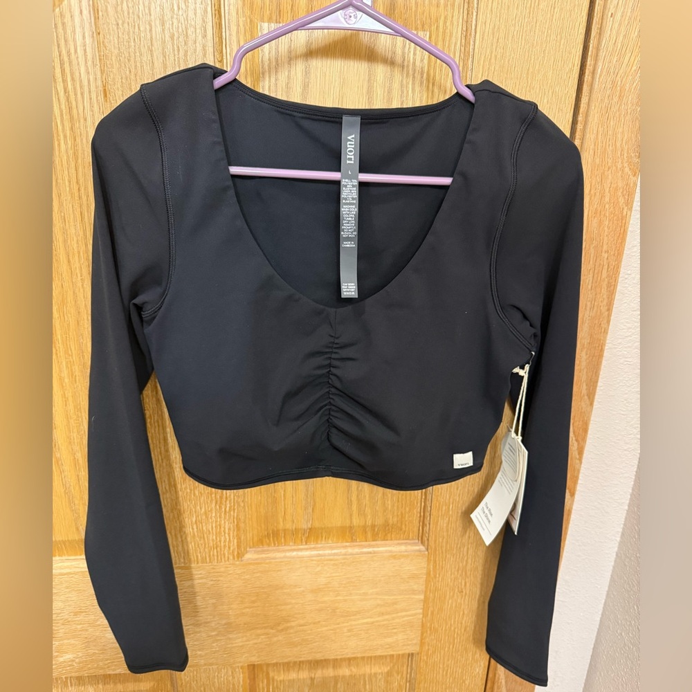 SOLD**Vuori Black Ruched Bra Top